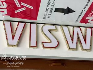 Chữ mica viền inox vàng