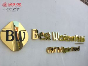 Chữ inox 201 sáng màu gold vàng gương sang trọng, tinh tế được dùng thiết kế logo, tên công ty cho các công ty, doanh nghiệp