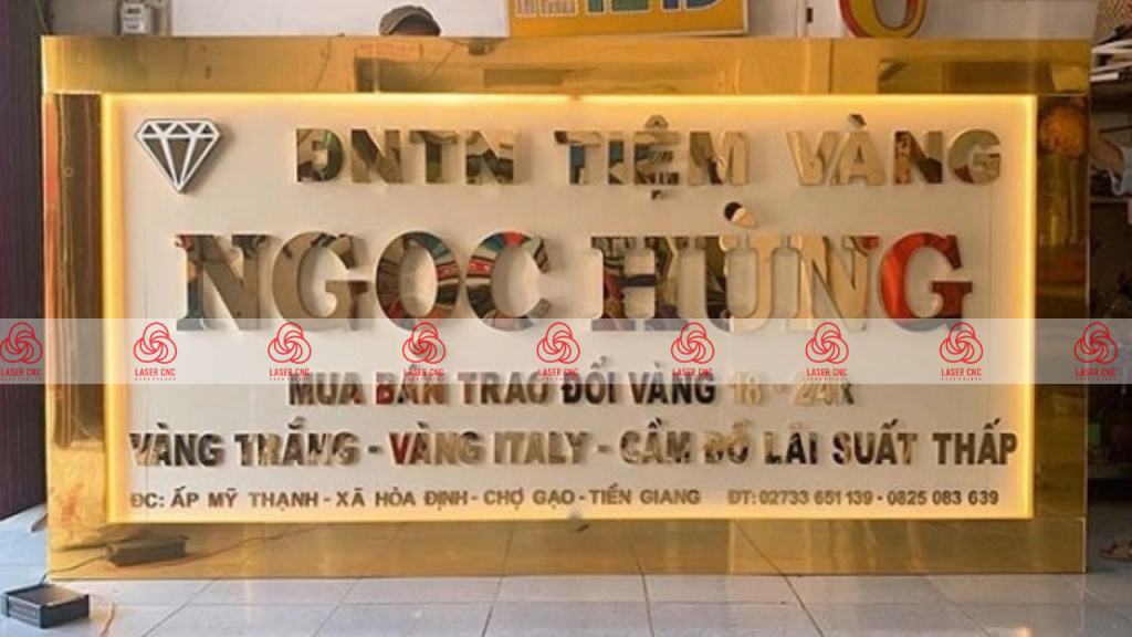 Bảng hiệu chữ inox vàng