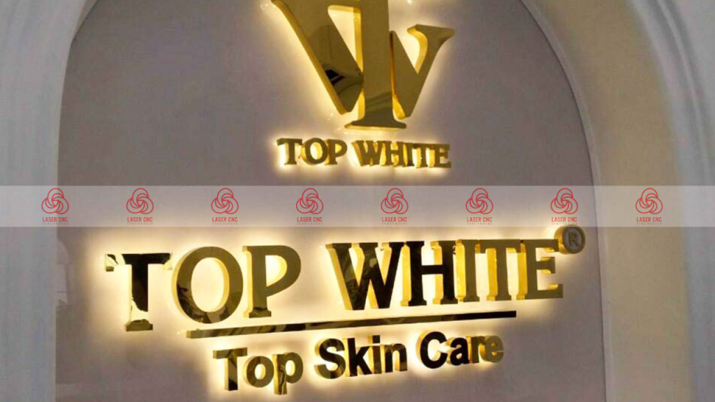 Bảng hiệu TopWhite chữ inox